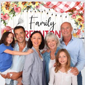 Lofaris Family Reunion Banner Backdrop,Family Picnic Party Decorations,Summer BBQ Bridal Shower Welcome Photo Background Supplies 70.8x43.3inch