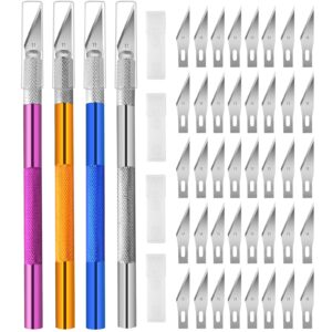 viemior 4pcs exacto knife, hobby knife craft knifes with 40pcs spare exacto knife blades(#11), profession exacto knives precision knife for crafting, arts, modeling, scrapbooking, stencil