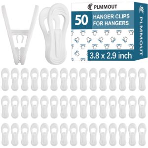 plmmout white hanger clips 50 pcs,velvet hanger clips for plastic hangers,pants hanger clips,white finger clips,plastic hanger clips for skirt pants hangers plastic clothes hangers,strong pinch grip