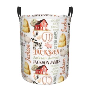 custom laundry baskets,personalized farm animals clothes basket storage basket gifts,customize baby name laundry hamper for kids boys girls adults,collapsible clothes storage organizer