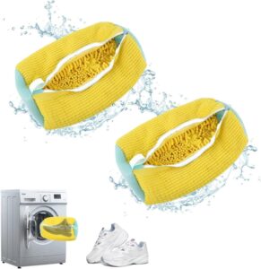 ameurey 2pcs shoe washing machine bag, laundry shoe bags for washing machine,sneaker washing machine bag, reusable dustproof travel shoe bag