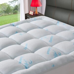 keltaro mattress topper twin xl size for single bed,extra thick cooling viscose made from bamboo mattress pad cover plush soft noiseless down alternative fill,with 8-21" deep pocket