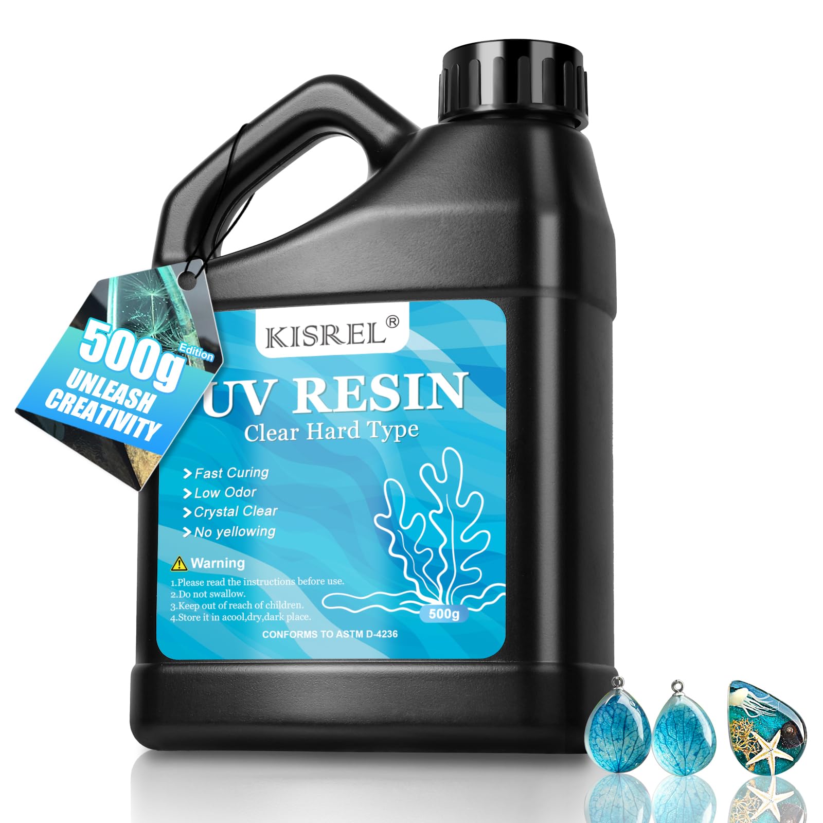 UV Resin 500g-Upgraded UV Resin Kit, Hard Type Crystal Clear Ultraviolet Curing UV Epoxy Resin for Craft Jewelry Making