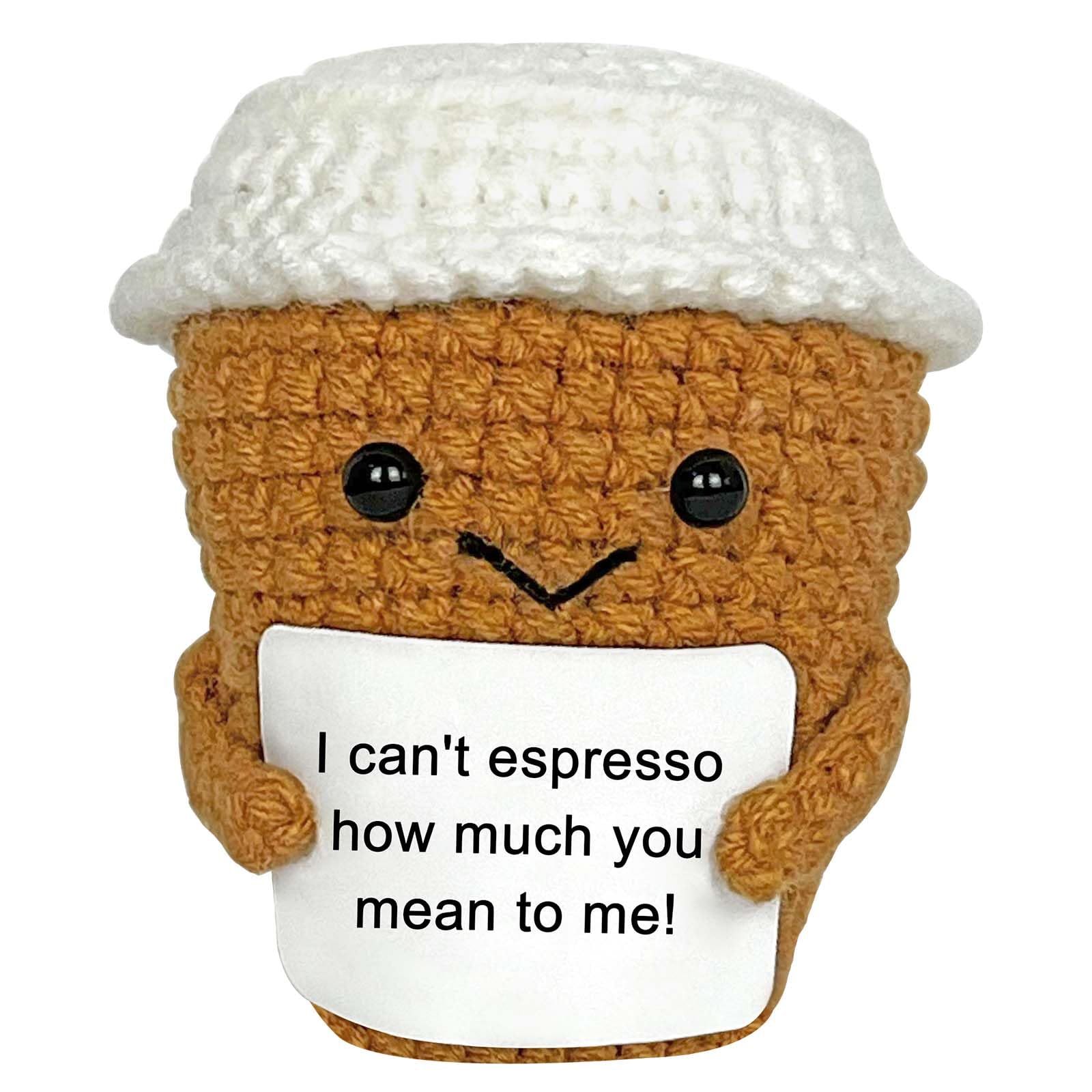 Krinisou Emotioanal Crochet Support Coffee Espresso, Positive Coffee Lovers Gift Ideas for Women Men, Coffee Themed Birthday Gift for Boyfriend Girlfriend Him Her