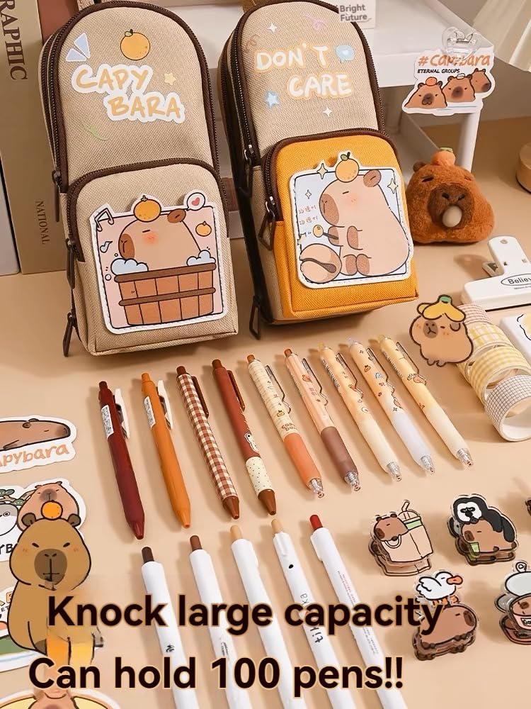 Big Capicacity Kapibara Capybara Cartoon Pencil Case Cute Aesthetic Pen Holder Pencil Pouch Box Pen case (version1)