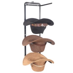 yiseyruo cowboy hat rack for wall: hat holder for 4 pieces cowboy hats organizer - heavy duty western rustic metal cowboy hat hanger - space saving hat hook for sun hats, fedora