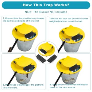 Generic Mice Mouse Rat Trap Bucket Flip Lid, Mouse Rats Trap Bucket Indoor Outdoor, Upgraded 5 Gallon Bucket Lid, Mouse Trap Bucket Lid Auto Reset (No Bucket), yellow