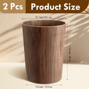 Threehoney 2 Pack 2.3 Gallons Wood Trash Can Wastebasket Natural Wood Round Wastebasket Small Trash Bin for Home, Office Under Desk, Kitchen, Bedroom, Den, Hotel,Room