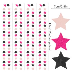 Hot-Pink Black Birthday Party-Decorations Garland - 62ft Twinkle Little Star Baby Girl Hanging Streamers Banner,Graduation Engagement Bachelorette Decor Hugtmr