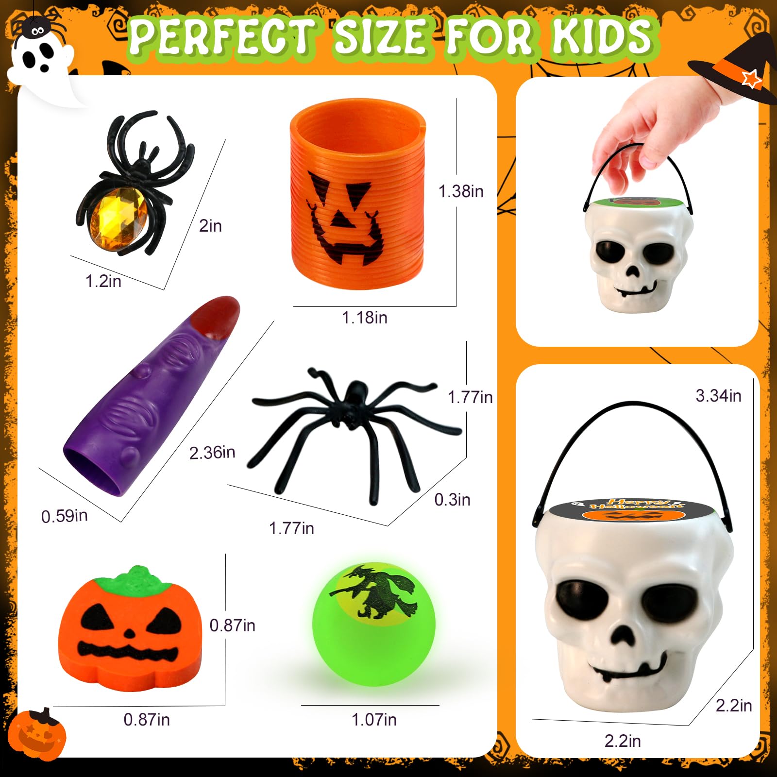 384PCS Halloween Party Favor Bulk for Kids, 48PACK Prefilled Ghost Cauldrons with 6 Halloween Toys inside, Halloween Goodie Bag Fillers, Halloween Prizes Gifts Miniatures for Kids,Trick or Treat