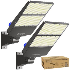 dimgogo led parking lot light - 300w street lights dusk to dawn outdoor lighting commercial with photocell, 6500k led flood light outdoor waterproof with arm mount