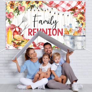 Lofaris Family Reunion Banner Backdrop,Family Picnic Party Decorations,Summer BBQ Bridal Shower Welcome Photo Background Supplies 70.8x43.3inch