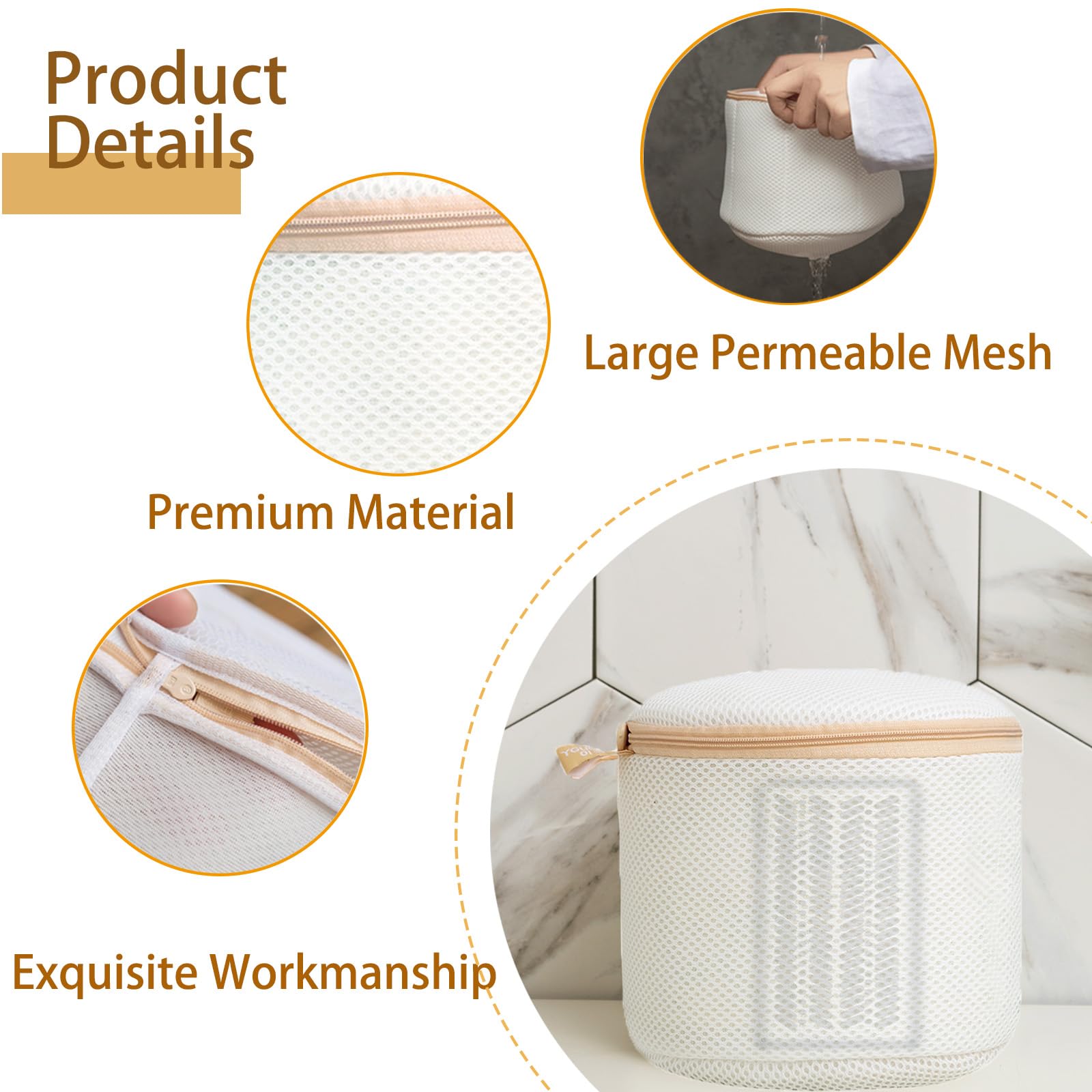 2PCS Bra Bags For Laundry,Mesh Bra Washing Bags for Washing Machine,Lingerie Bags For Washing Delicates,Underwear Brassiere Washing Bags with Zipper for Women