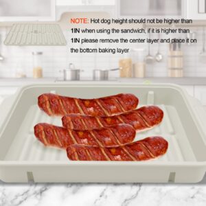 M MUGOOLER Double Microwave Bacon Cooker/Tray with Splatter Lid, Safe, Easy Clean, Convenient Kitchen Tool，for Cooking (White)