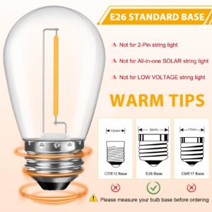 GvvooHome 24 Pack LED S14 Replacement Light Bulbs, Waterproof 1W Vintage Edison Bulbs for Outdoor Patio Backyard String Lights, Dimmable, E26 Regular Medium Screw Base, 2200K Warm White