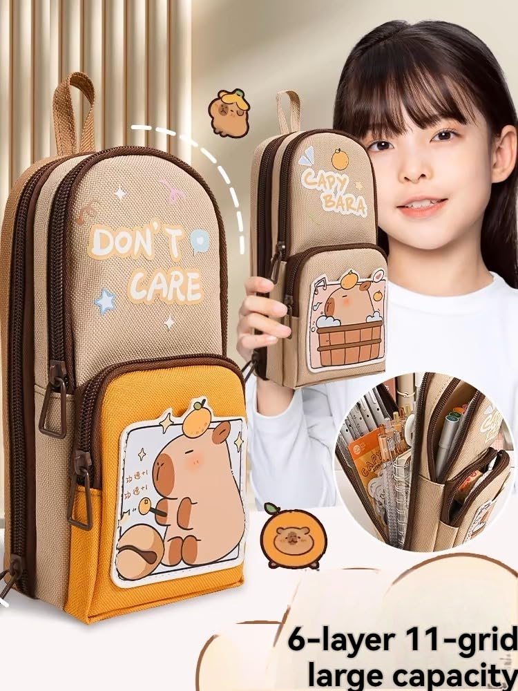 Big Capicacity Kapibara Capybara Cartoon Pencil Case Cute Aesthetic Pen Holder Pencil Pouch Box Pen case (version1)