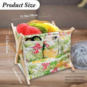 Gkesgm Yarn Storage Organizer for Yarn Skeins，Large Crochet Yarn Holder Case for Carrying Projects, Knitting Needles, Crochet Hooks and Other Accessories