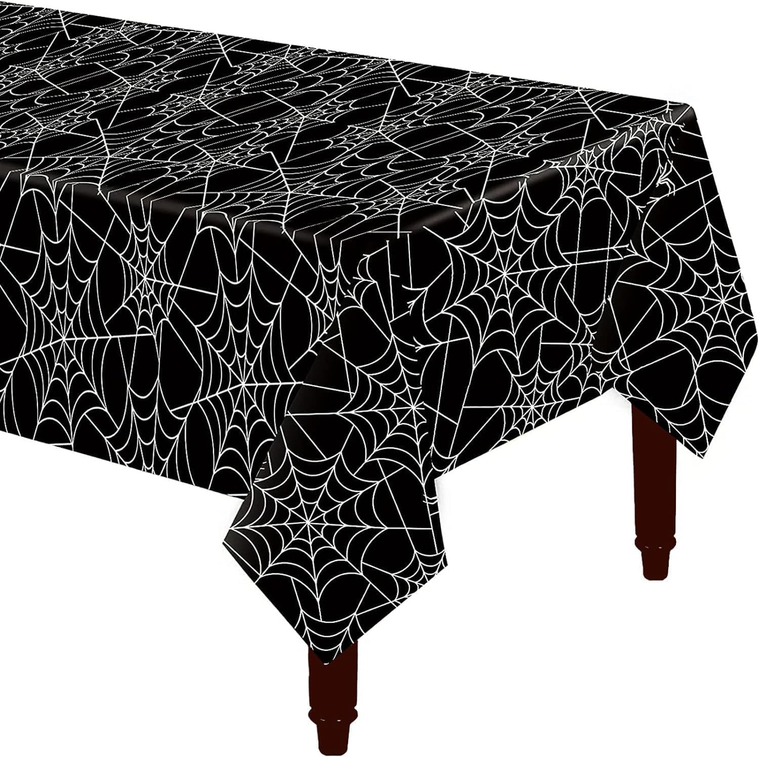 Roomtip Halloween Decorations 54" x 108" Spider Tablecloth, Rectangular Spider Web Table Cover, Spillproof Washable PVC Table Topper, Perfect for Halloween Decoration, Dinner Parties (Black)