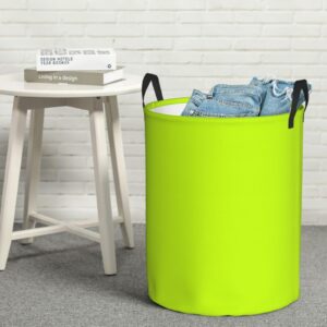 Large Laundry Basket, Lime Green Neon Yellow Collapsible Laundry Hamper Dirty Clothes Washing Bin for College Dorm Storage Essentials 15.7" x 19.6"