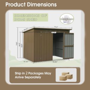 Outdoor Storage Shed, 6 x 4 ft, Galvanized Metal, Brown, for Garden, Backyard, Lawn, Terrace Tool Storage