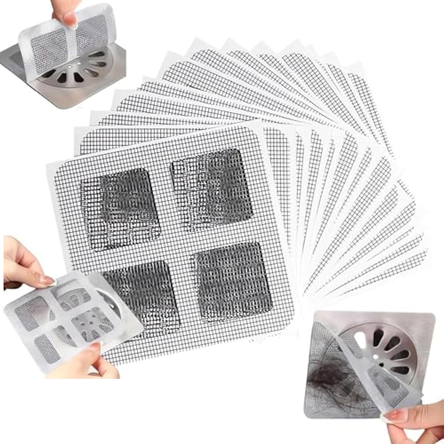 Generic 30 Pack Disposable Shower Drain Hair Catcher: Floor Hair Drain Stickers Mesh Stickers - Drain Cover Hair Catcher for Bathroom Laundry Bathtub Kitchen Sink Sewer Filter Screen (30PCS White)