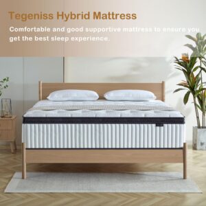 Tegeniss King Mattress, 12 Inch Innerspring Hybrid Mattress in a Box with Gel Memory Foam, Individually Wrapped Encased Coil Pocket Spring Mattress, Pressure Relief, Medium Firm Support,76"*80"*12"