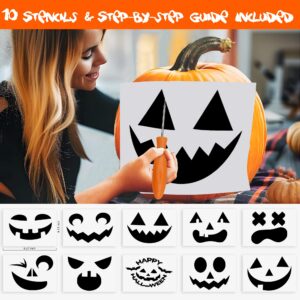 Wchiou Pumpkin Carving Kit Tools Halloween, Professional Heavy Duty Carving Set, Stainless Steel Double-side Sculpting Tool Carving Kit for Halloween Decoration Jack-O-Lanterns, Gift for Halloween.