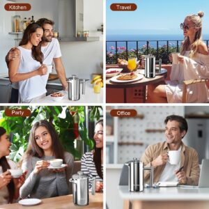 Jewheg Small French Press Coffee Maker, 12OZ/350ML Stainless Steel Insulated Coffee Press ，Double Wall Insulated French Press，Easy Press Strong Quality Metal Coffee Press.