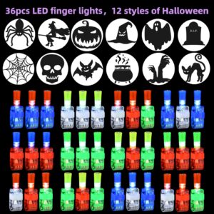 LAKULIO 36pcs Halloween LED Finger Lights, Halloween Party Favors for Kids Halloween LED Light Up Toys Classroom Rewards Gifts, Halloween Treats Goody Bag Filler