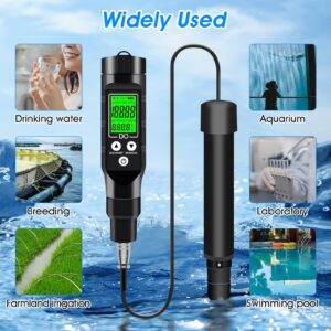 LYCEBELL Dissolved Oxygen Meter with Bluetooth Filling Fluid Range:0-30mg/L, with Automatic Temperature Compensation Function,Pen Type Dissolved Oxygen Test Kit for Aquarium, Ponds, Aquaculture