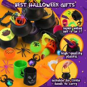 256PCS Halloween Party Favor Bulk for Kids, 32PACK Prefilled Witch Cauldrons with 6 Halloween Toys inside, Halloween Goodie Bag Fillers, Halloween Prizes Gifts Miniatures, Trick or Treat