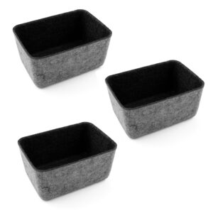 three by three seattle felt·like·it! 6x4x2.5 inch felt storage bin for office, craft room, classroom, living room, bedroom storage, 3 pack (charcoal)