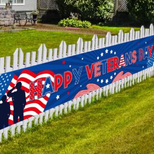 Veterans Day Decorations Large Happy Veterans Day Banner Thank You Veterans Flag for Memorial Day Patriotic Party Supplies 9.8 x 1.6ft