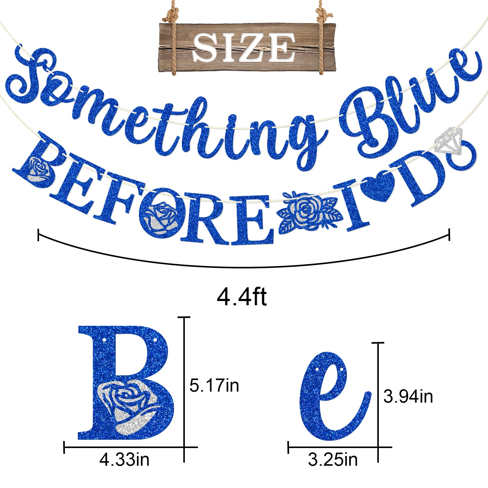 Glitter Something Blue Before I Do Banner, Something Blue Before I Do Bridal Shower Decorations, Wedding Party Banner, Engagement Banner, Bachelorette Party Decor, PRE-STRUNG