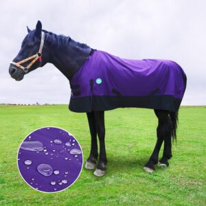 waterproof and breathable horse sheet|horse blankets for real horses|adjustable with tail rainy day choices for horses(76", purple)