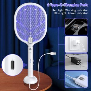 PALONE Electric Fly Swatter Rechargeable, Electric Bug Zapper Racket with Light, Mosquito Swatter, 4000V Detachable Dual Modes Fly Zapper, Mosquito Killer for Indoor Outdoor 2 Pack