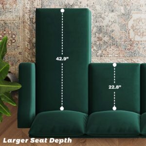 Belffin Velvet Convertible Sectional Sofa L Shaped Couch Reversible Sectional Sofa with Chaise Velvet 4 Seat Sectional Sofa (Green)…