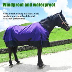 Waterproof and Breathable Horse Sheet|Horse Blankets for Real Horses|Adjustable with Tail Rainy Day Choices for Horses(76", Purple)