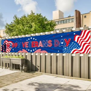 Veterans Day Decorations Large Happy Veterans Day Banner Thank You Veterans Flag for Memorial Day Patriotic Party Supplies 9.8 x 1.6ft