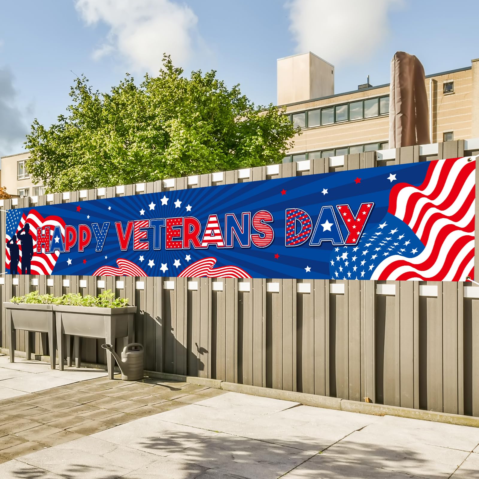 Veterans Day Decorations Large Happy Veterans Day Banner Thank You Veterans Flag for Memorial Day Patriotic Party Supplies 9.8 x 1.6ft