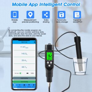 LYCEBELL Dissolved Oxygen Meter with Bluetooth Filling Fluid Range:0-30mg/L, with Automatic Temperature Compensation Function,Pen Type Dissolved Oxygen Test Kit for Aquarium, Ponds, Aquaculture