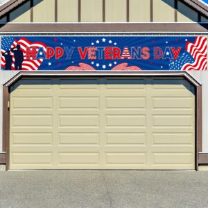 Veterans Day Decorations Large Happy Veterans Day Banner Thank You Veterans Flag for Memorial Day Patriotic Party Supplies 9.8 x 1.6ft