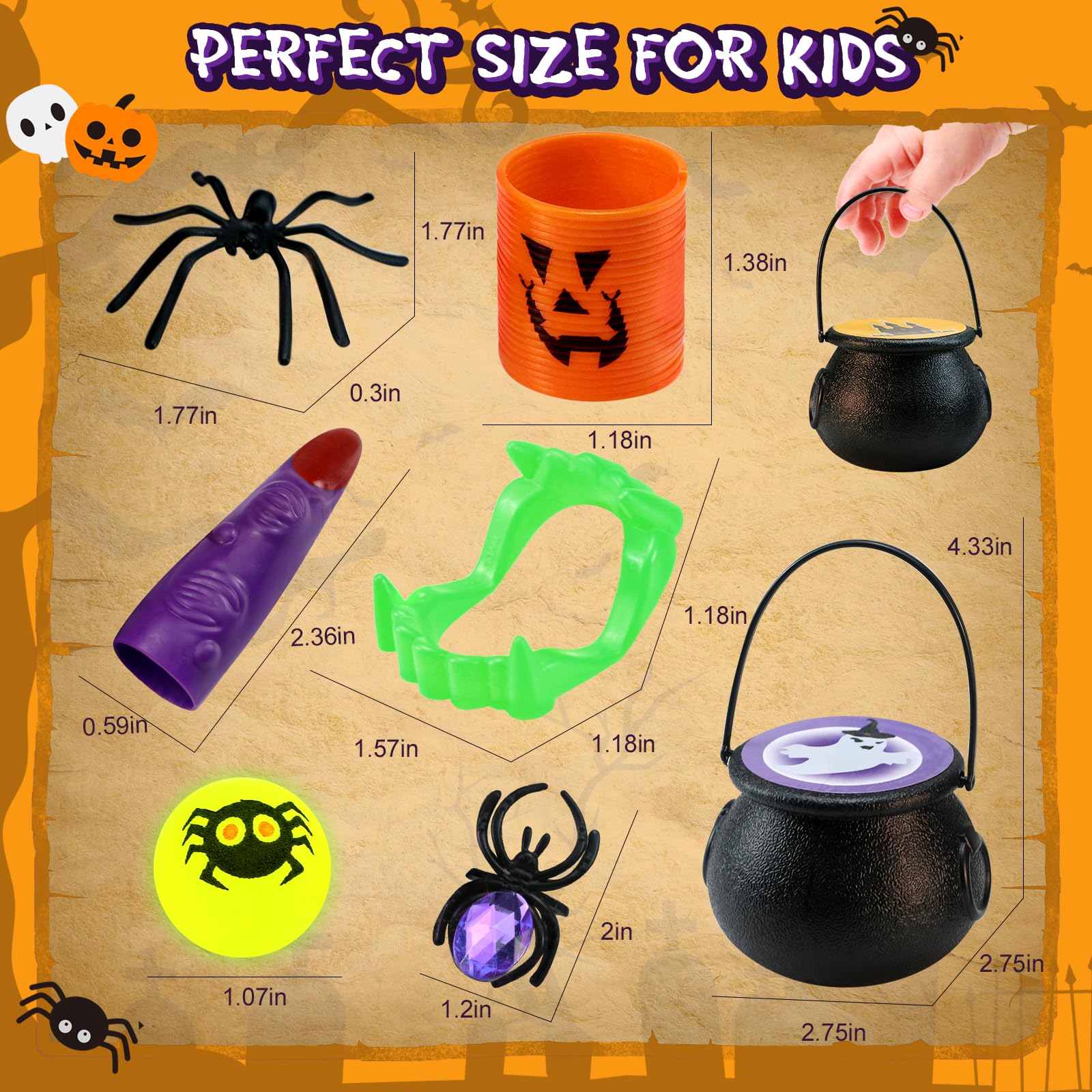 256PCS Halloween Party Favor Bulk for Kids, 32PACK Prefilled Witch Cauldrons with 6 Halloween Toys inside, Halloween Goodie Bag Fillers, Halloween Prizes Gifts Miniatures, Trick or Treat