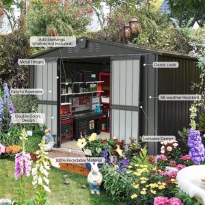 Outdoor Storage Sheds, 10' x 8', Patio Sheds, Garden Storage Cabinets, for Backyard, Terrace, Black