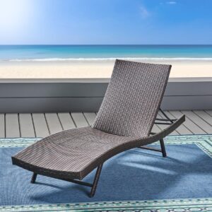 Ochangqi Lounge Chair Outdoor with 4 Adjustable Backrest, Wicker Chaise Lounge Chair Outdoor with Metal Frame, Outdoor Lounge Chairs All Weather Patio,Beach, Pool Side, Outdoor (Brown)