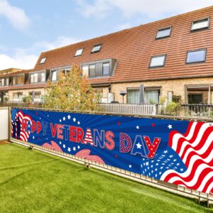 Veterans Day Decorations Large Happy Veterans Day Banner Thank You Veterans Flag for Memorial Day Patriotic Party Supplies 9.8 x 1.6ft