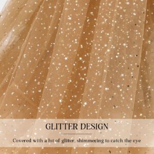 Hosuly 54" x 20 Yard Gold Tulle Fabric Sheer Stars and Moon Gold Tulle Rolls for Tutu Skirt DIY Craft Handmade Dress Skirt Fabric Wedding Decoration(Gold)