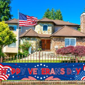 Veterans Day Decorations Large Happy Veterans Day Banner Thank You Veterans Flag for Memorial Day Patriotic Party Supplies 9.8 x 1.6ft