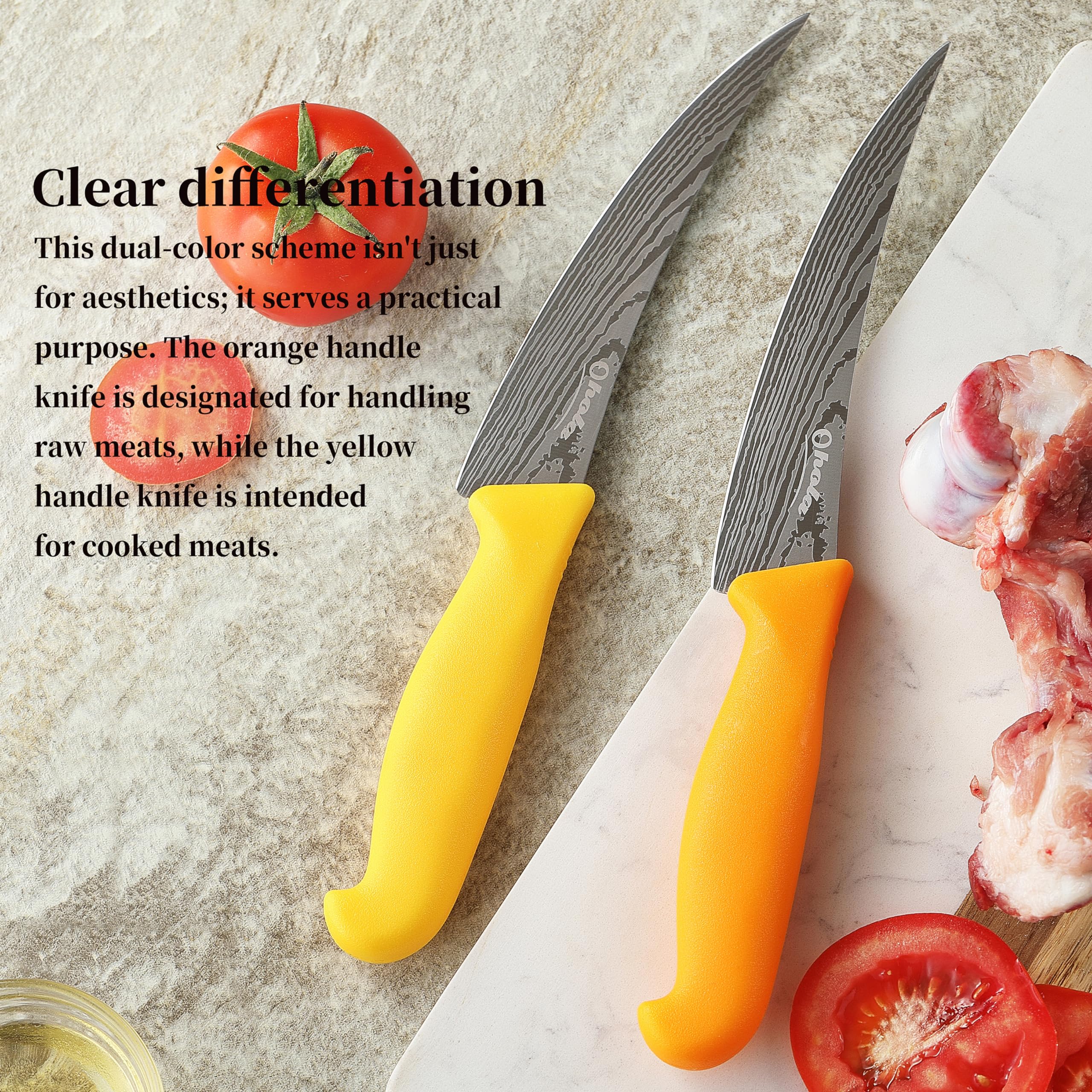 2PCS Curved Boning Knife, OHOLA 6 inch Deboning Knife, Premium Stainless Steel Fillet Knife with Ergonomic PP Hanlde, Great for Meat, Fish, Poultry, Cutting, Trimming, Dishwasher Safe