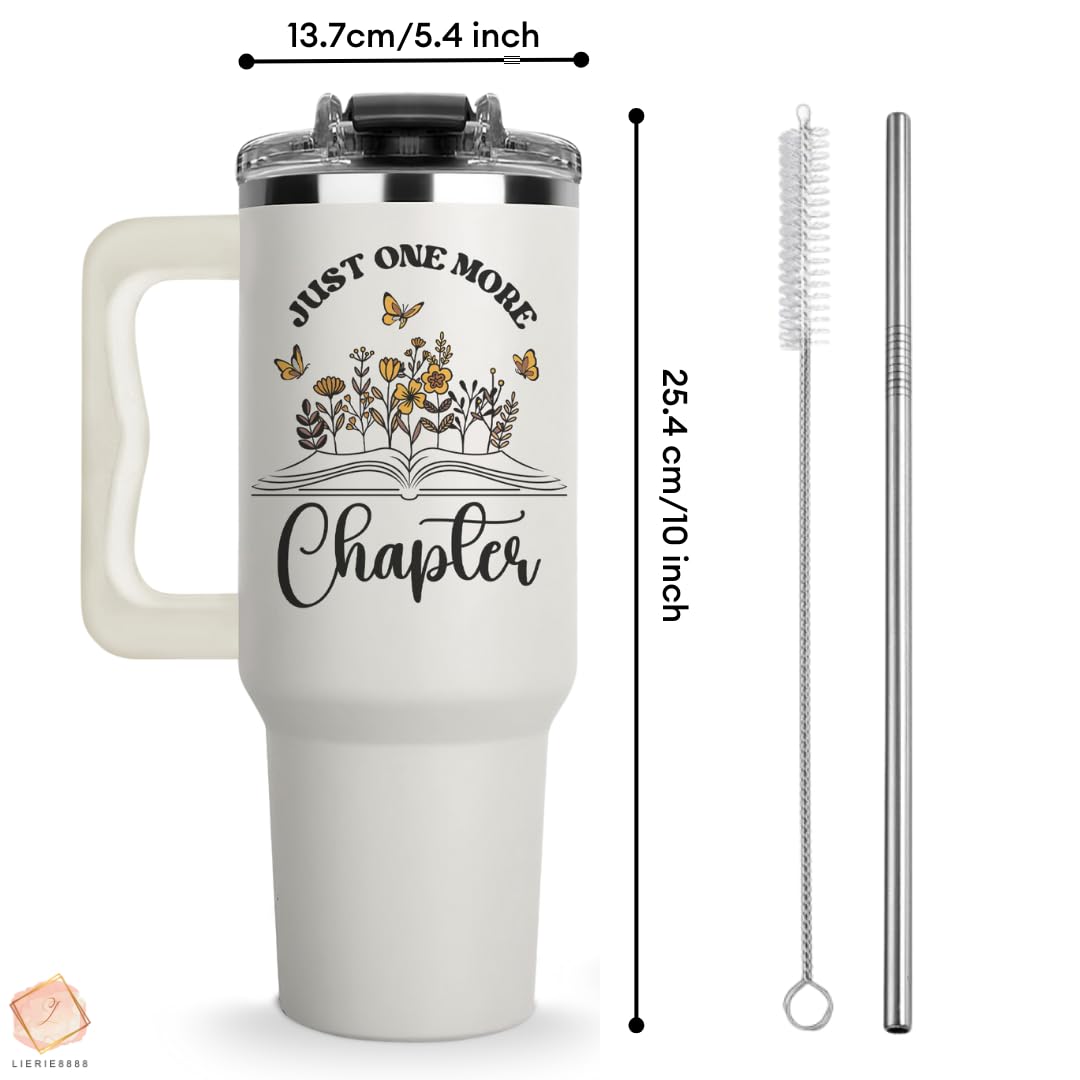 Christmas Gifts for Book Lovers - Just One More Chapter Tumbler 40Oz, Book Lover Gifts for Women, Book Lovers Gifts, Gifts for Book Lovers, Bookish Gift, Book Club Cup, Birthday Gifts for Book Lovers